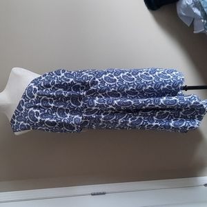 Banana Republic Asymmetric Paisley Print Dress, Blue & White, Sz 14